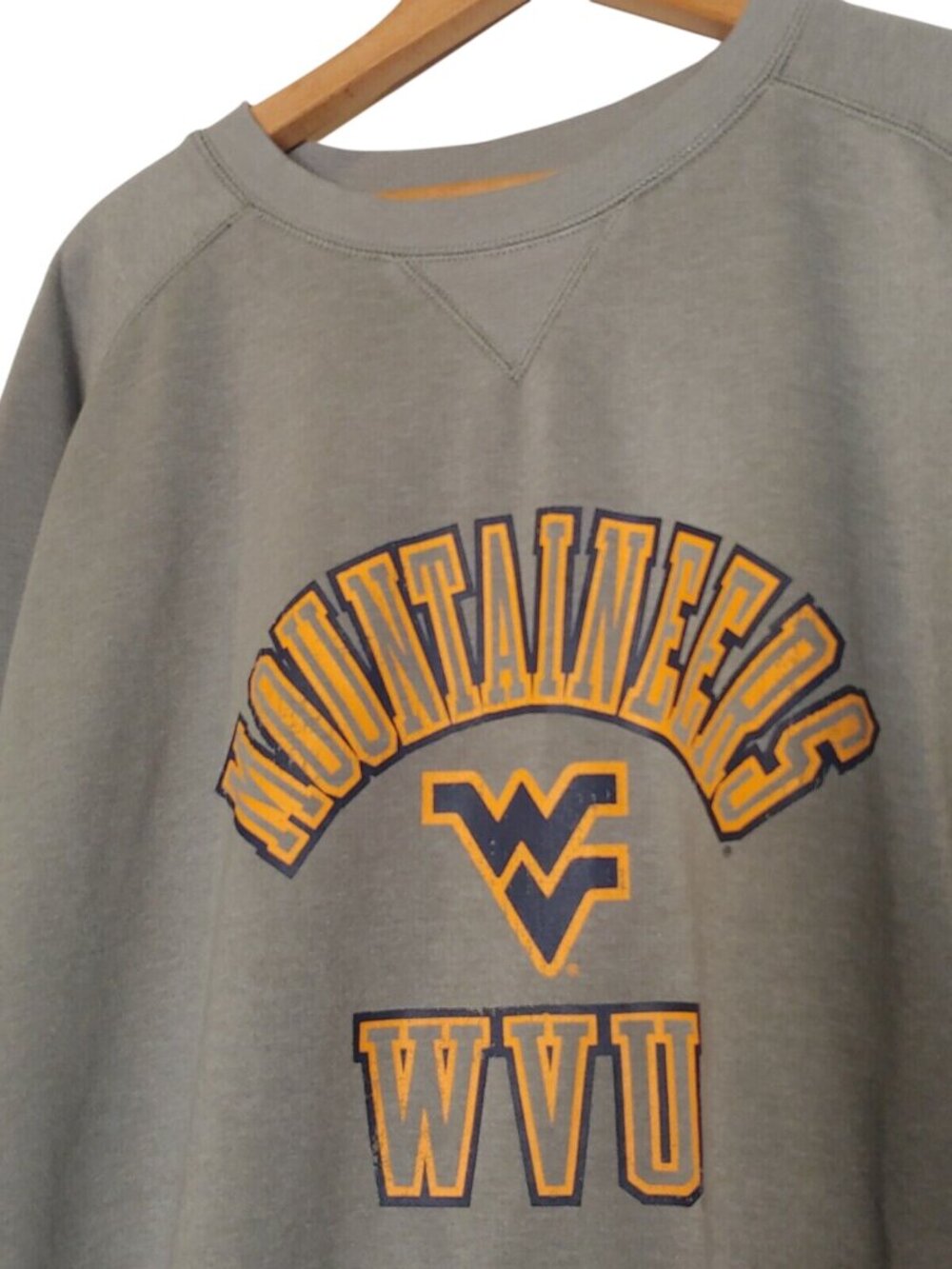 WVU West Virginia Mountaineers Sweatshirt Large Crew Neck Gray Champion